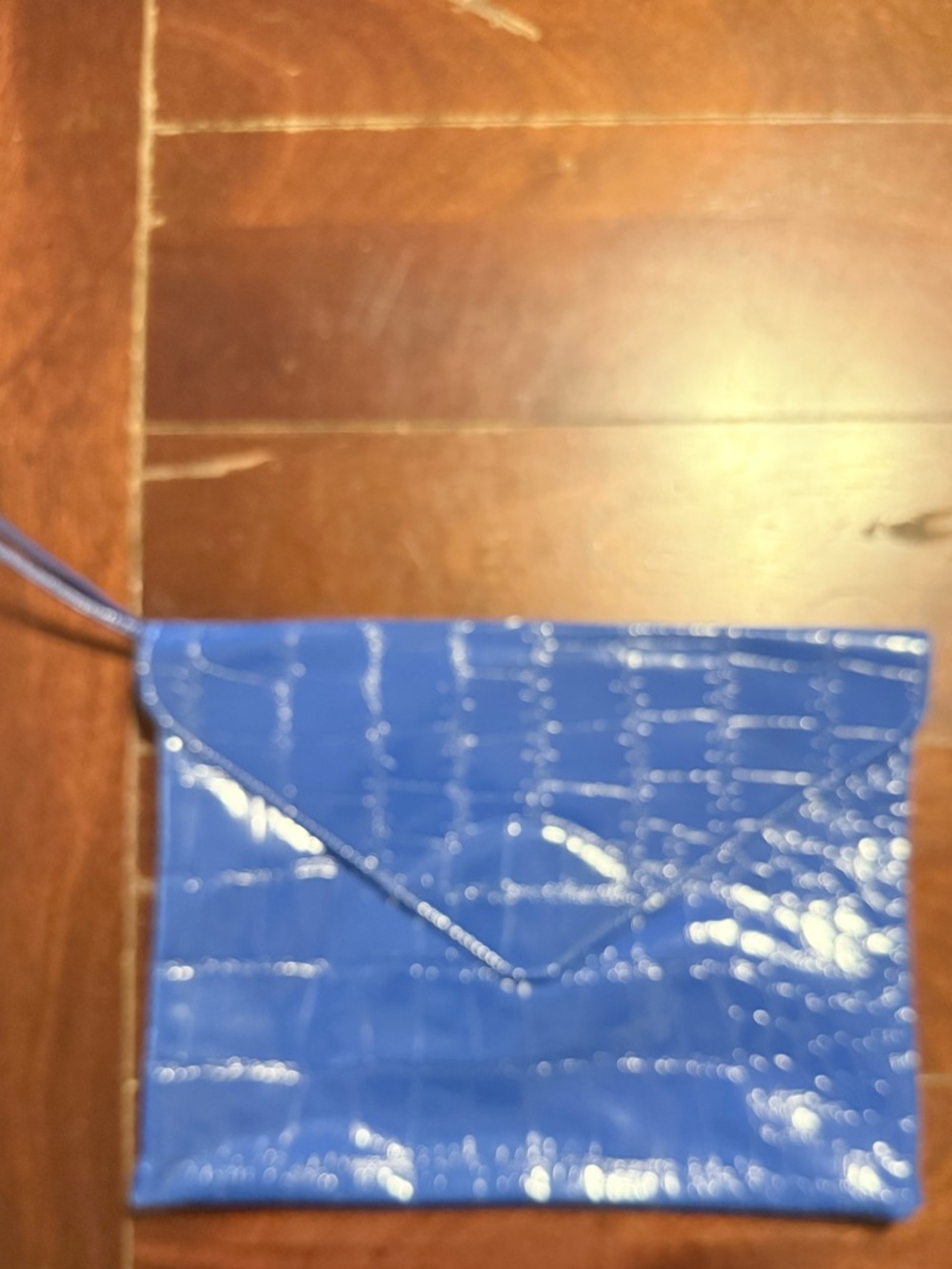 Blue Croc-Embossed Envelope Clutch - Vintage